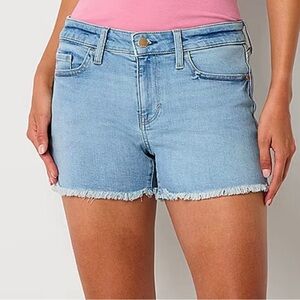 a.n.a Womens Light Wash Mid Rise 3 1/2" Denim Shortie Short Size 16